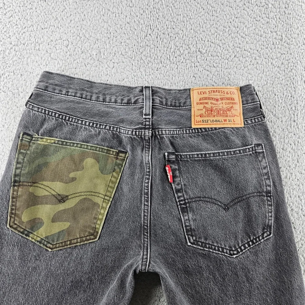 Levis Jeans Mens 31 Black Premium 512‎ Slim Tapered Lo Ball Stretch Denim